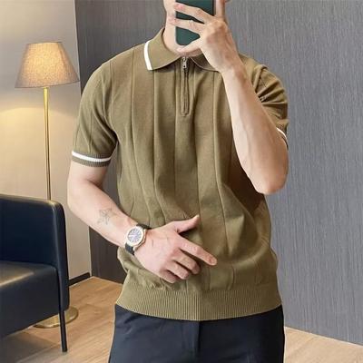 2024 Heren High-End Contrast Stitch Revers Poloshirt - Korte Mouw Casual Gebreide Top