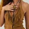 Ingemark Ethnic Cowboy Hat Boots Pendant Choker Necklace for Women Collares Goth PU Leather Chest Chain Necklace Party Jewelry
