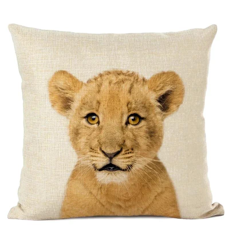 Cute Animal Parrot Linen Pillowcase Deer Wolf Pillows Case For Bedroom Pillow Cover Living Room Decoration Boy Girl Room 45X45Cm