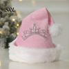 Morbido Cappello Festivo Natale Paillettes Scintillanti Cappello di Babbo Natale per Adulti, Velluto Peluche Glitter Bling Carino Copricapo di Natale Famiglia con Pompon Soffice Nuovo