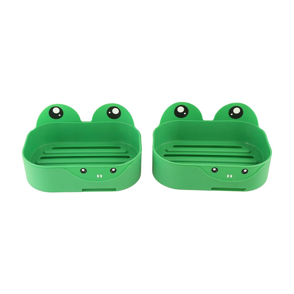 

Double-layer Frog Design Soap Dish Cute Drain Soap Storage Box Cartoon Soap Holder Bathroom зелений