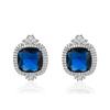 High-end simulation dark blue colored gemstone lavender purple stud earrings with zircon ear jewelry