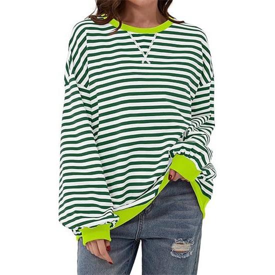 Women's Casual Striped Pattern Round Neck Long Sleeve T-Shirt
