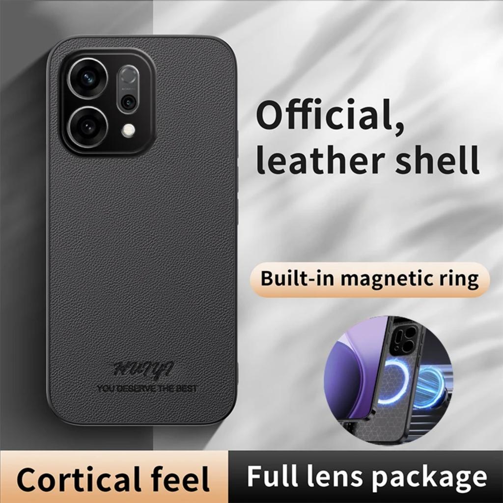 Leather Case for Oppo Reno14 Pro 5G Car Magnetic Holder Wireless Charging Silicone Hard Phone Cover OppoReno14Pro PKZ110 PLA110