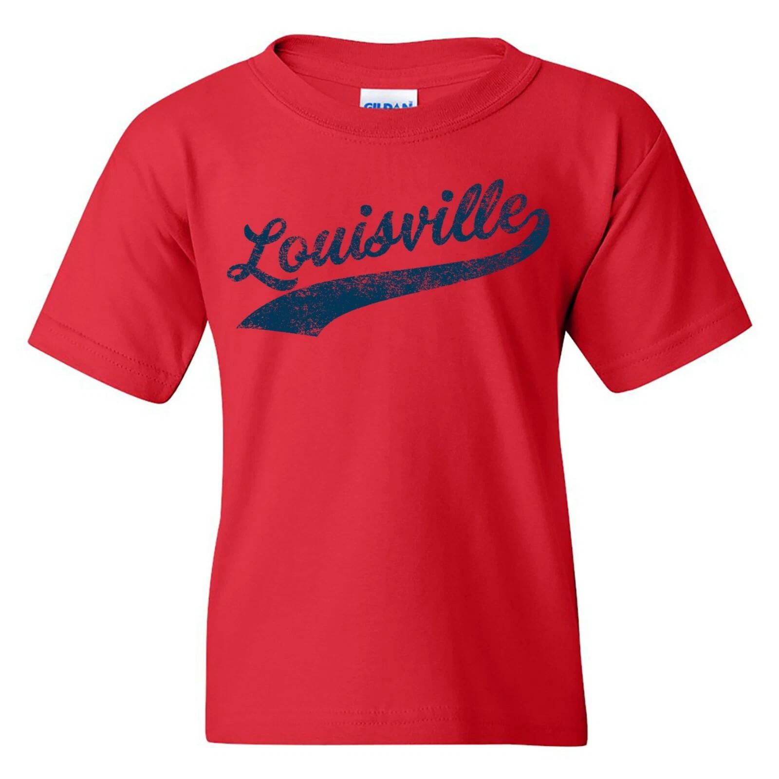 Louisville Baseball Script Youth T-Shirt - Red 2XL