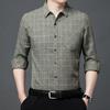 Men's Light Blue Grid Print Long Sleeve Shirt Casual Button-Down Office Top