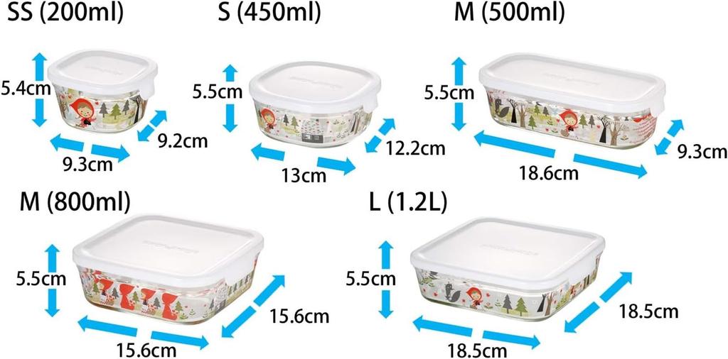 Iwaki Glass Storage Shinji Kato Precious Red Pack Heat-Resistant Container, Hood, Square, Large, 1.2L, & Microwave, B3248-SNA1