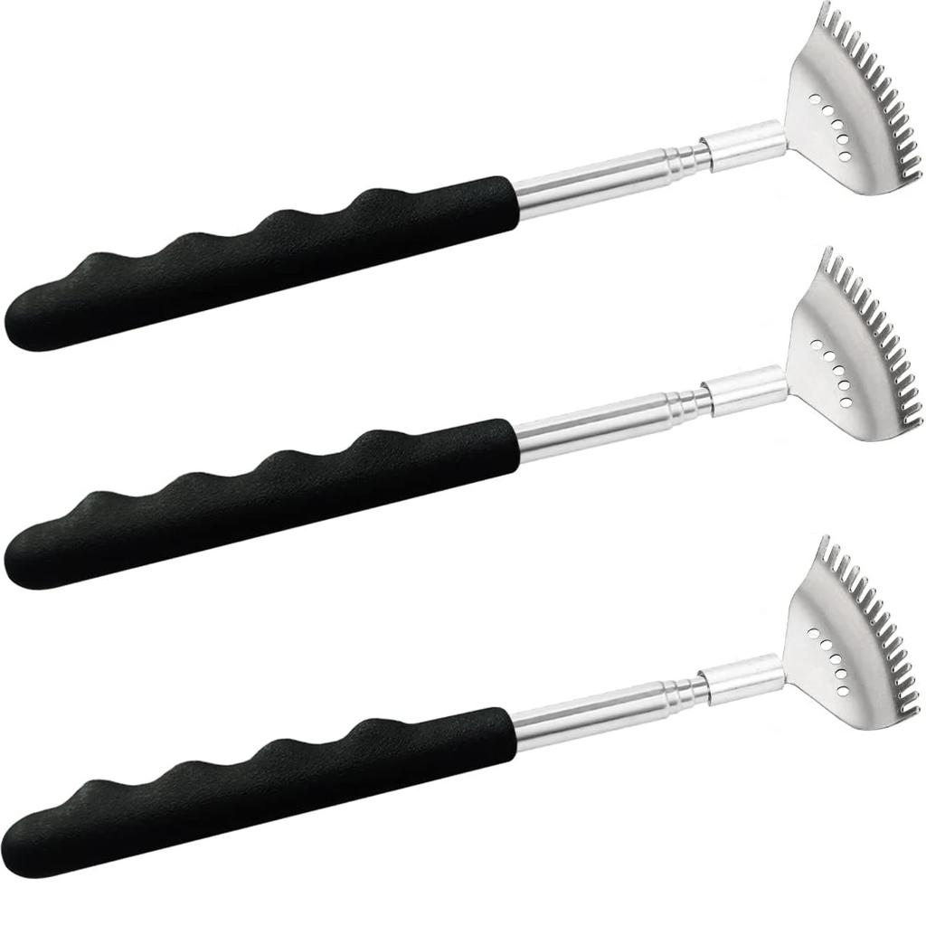 Extendable Back Scratcher the Head Has 15 Rakes, Stainless Steel Portable Telescopic Rubber Handle Back Scratchers for Elderly
