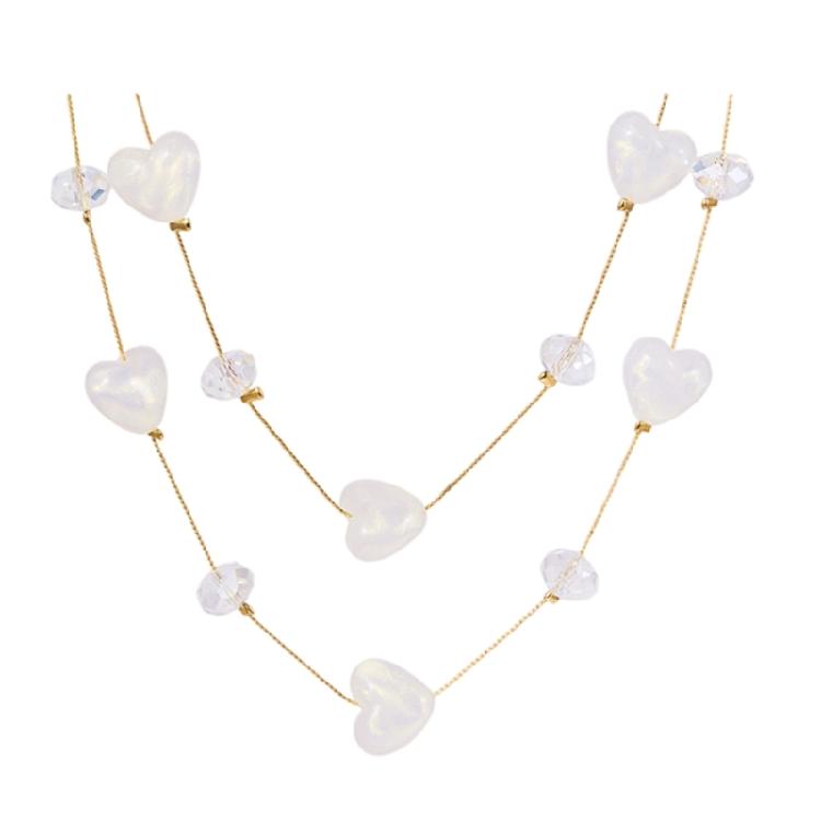 

Daily Commute And Casual Wear Champagne Gold Heart Necklace Adjustable Length For Multiple Necklines белый