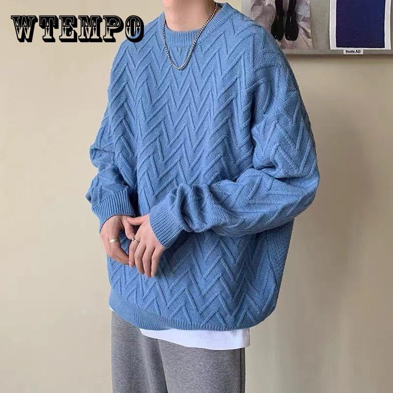 

Мужской свитер с круглым вырезом, осенне-зимний теплый и удобный свитер, свободный верх