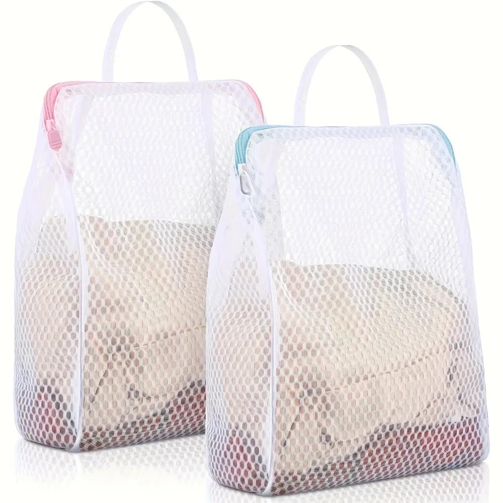 2pcs Honeycomb Mesh Laundry Bags with Handles,Durable Polyester Fabric, Versatile Rectangular Zipper Design for Delicate Clothes
