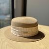New Internet Celebrity Straw Hat Children Spring and Summer French Flat Top Top Hat British Sunshade Sunscreen Travel Show Face Small Flat Edge Hat