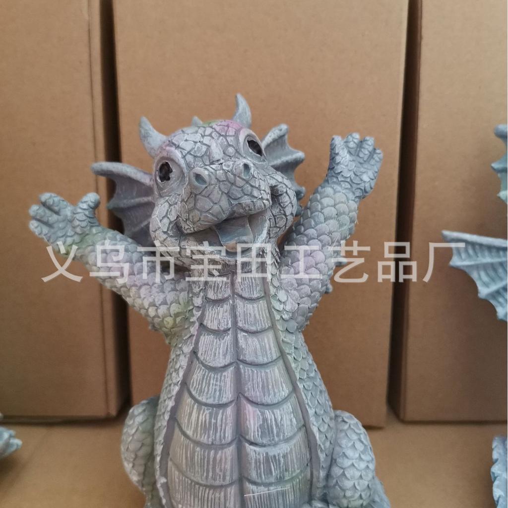 Little Dinosaur Meditation Statue, Home Garden Decoration Luminous Dragon Garden Decoration Resin Handicraft Ornament