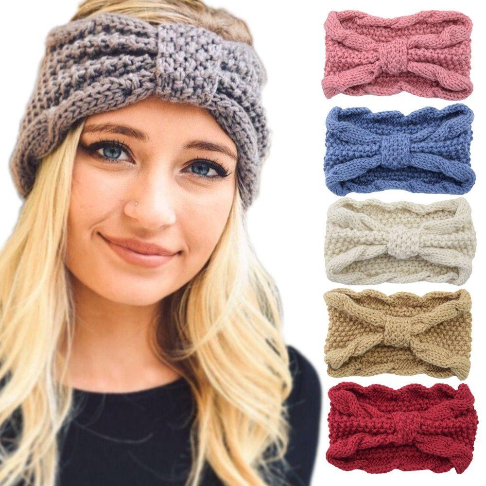 Turban Headwrap Winter Knitted Headband Ear Warmer Bow Twist Hair Band Soft Crochet Headband