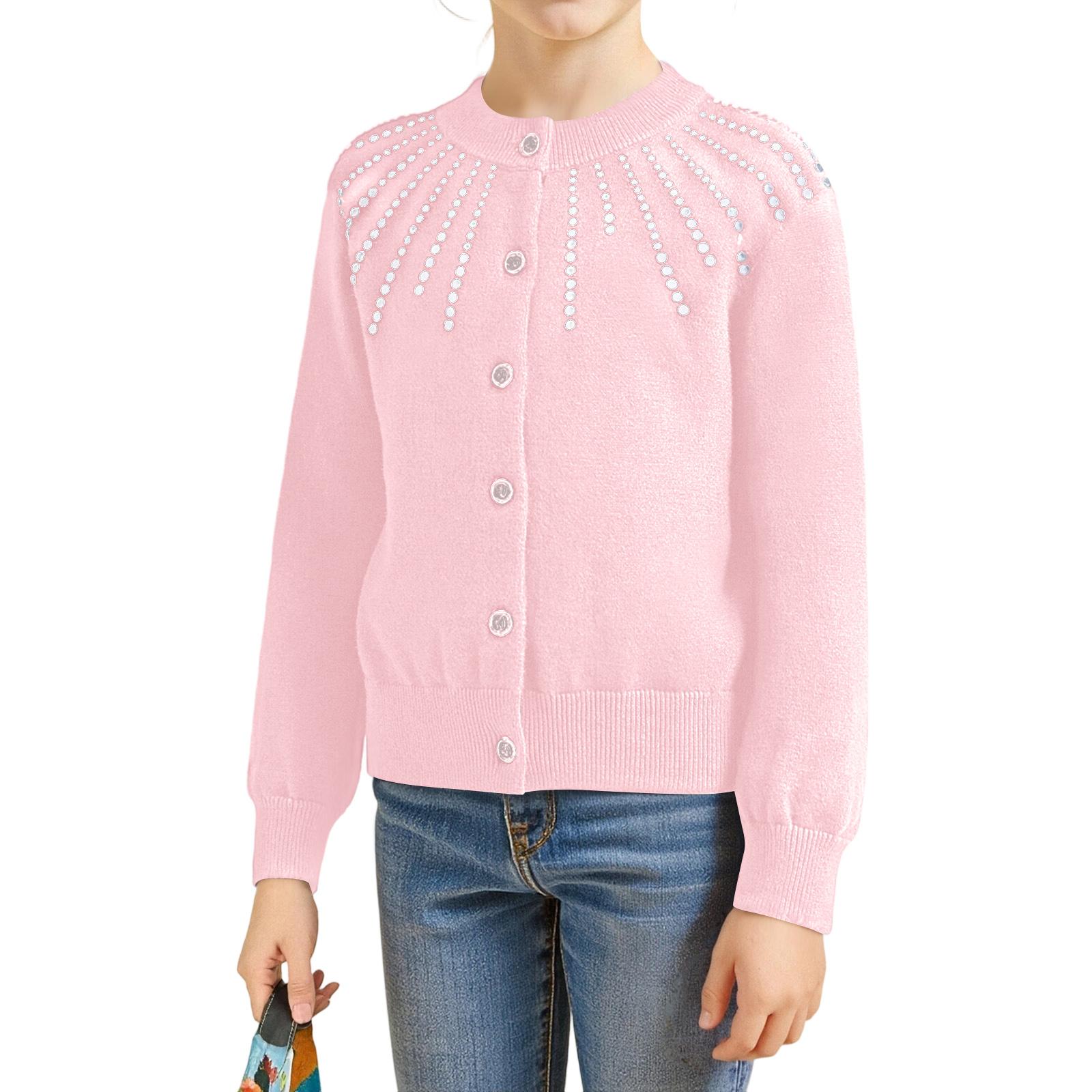 

Детская мода Повседневный кардиган Вязаный Топ с длинным рукавом 120 розовый