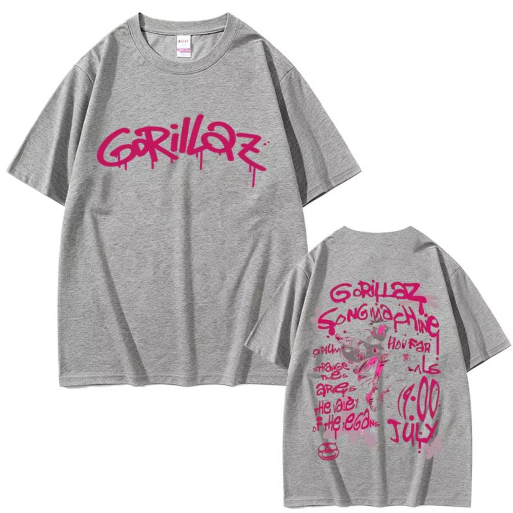 Музыкальная группа Gorillaz Футболка с принтом The Now Now Мужская Женская Мода Повседневная Винтажные Футболки Мужская Повседневная Хлопковые Футболки Оверсайз 4XL