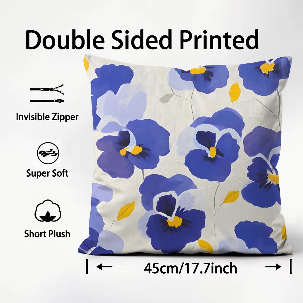 Flower INS Cushion Cover Plush Fabric Soft DoubleSided Printed Sofa Warm Winter Home Child Gift Pillow Case