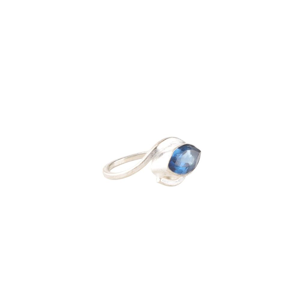 London Blue Topaz Ring 925 Stamped Silver Handmade Gemstone Jewelry Gift For Her RR-60-2