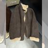 Autumn Velvet Maillard Thickened Lamb Wool Coat Women's Winter Fashion New Jacket Smoke Gray Other