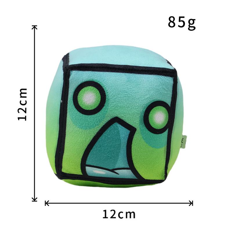 Juguetes de Peluche Cubo Geometry Dash Almohada Pequeña Muñeco de Peluche Relleno Colgante Cuadrado Juego Lindo Decoración para el Hogar Regalo de Cumpleaños para Niños
