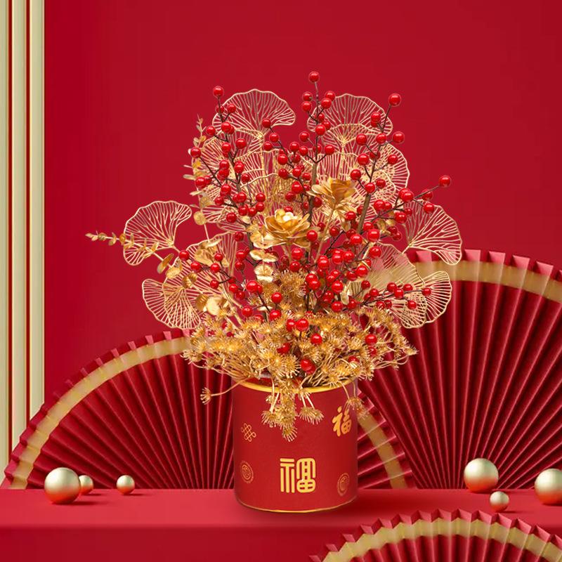 Simulation Hug Bucket Home Living Room TV Cabinet Decoration Fake Flower Simulation Rich Fruit Fortune Bucket