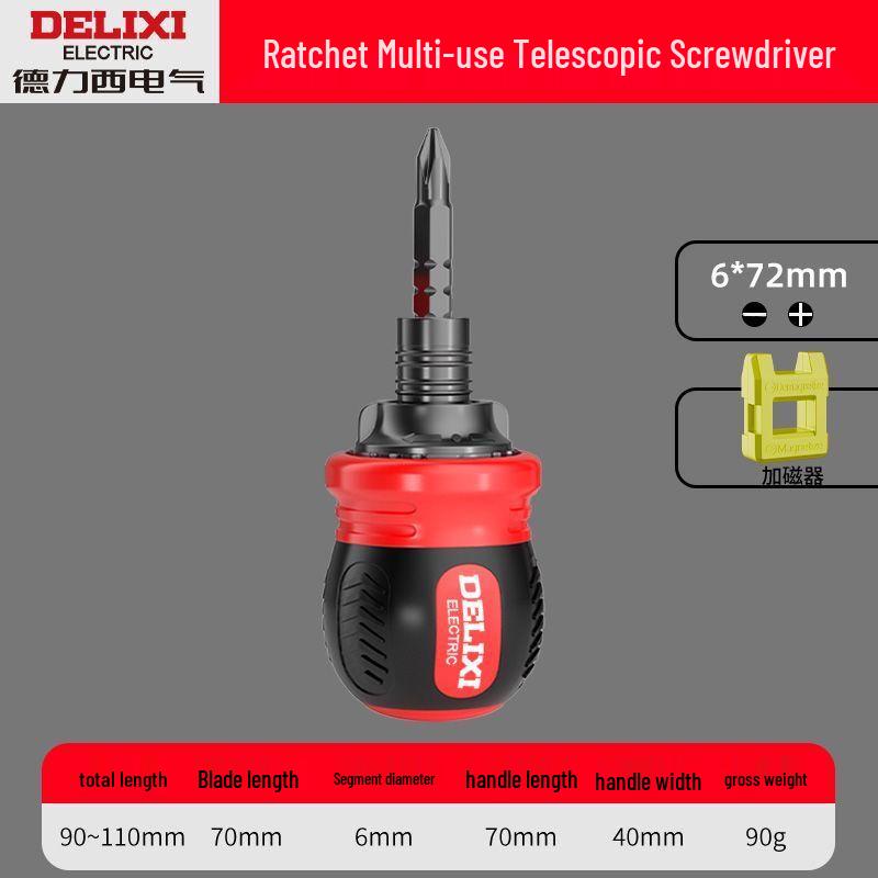 DELIXI ELECTRIC Telescopic Ratchet Phillips Slotted Screwdriver