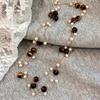 1Pcs Retro Stackable Glass Bead Sweater Neck Chain Multi-layer Tiger's Eye Stone Necklaces For Women Charms Jewelry Gifts