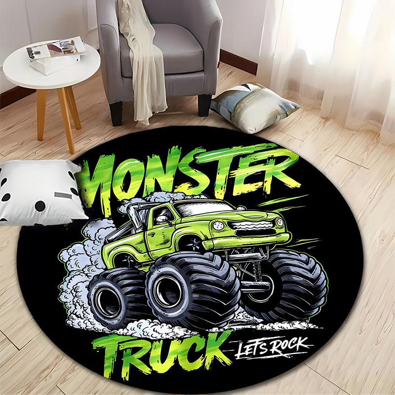 "Vibrant Monster Truck Rug for Kids' Rooms" round carpet for home sofa bedroom, gift