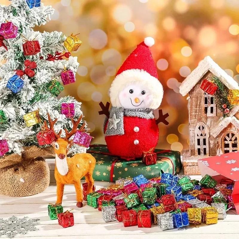 Wholesale Colorful Mini Gift Box Xmas Tree Hanging Pendants Square Foam Boxes Christmas New Year Party Ornaments Home Decoration