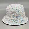 for Dazzle Color Sequins Bucket Hat Multi-Color All-match Wide Brim Bucket Hat Cool Summer Breathable Fisherman Cap Unis