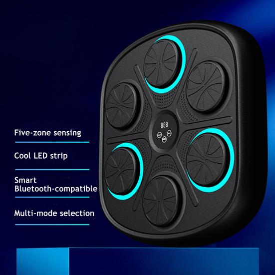 Smart Music Boxing Machine Wall Mounted Speed Modes Adjustable Electronic LED Boxing Training Target Punching Pad Home Gym Workout Equipment