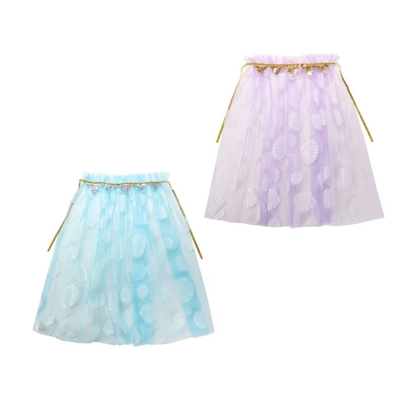 Girls Princess Cape Star Chiffons Cloak Adjustable Tie Closure Fantasy Grooming Costume