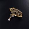 Oil Ancient Style Chinese Style Collar Pin Jewelry Accessories Enamel Fan Brooches Women Brooch