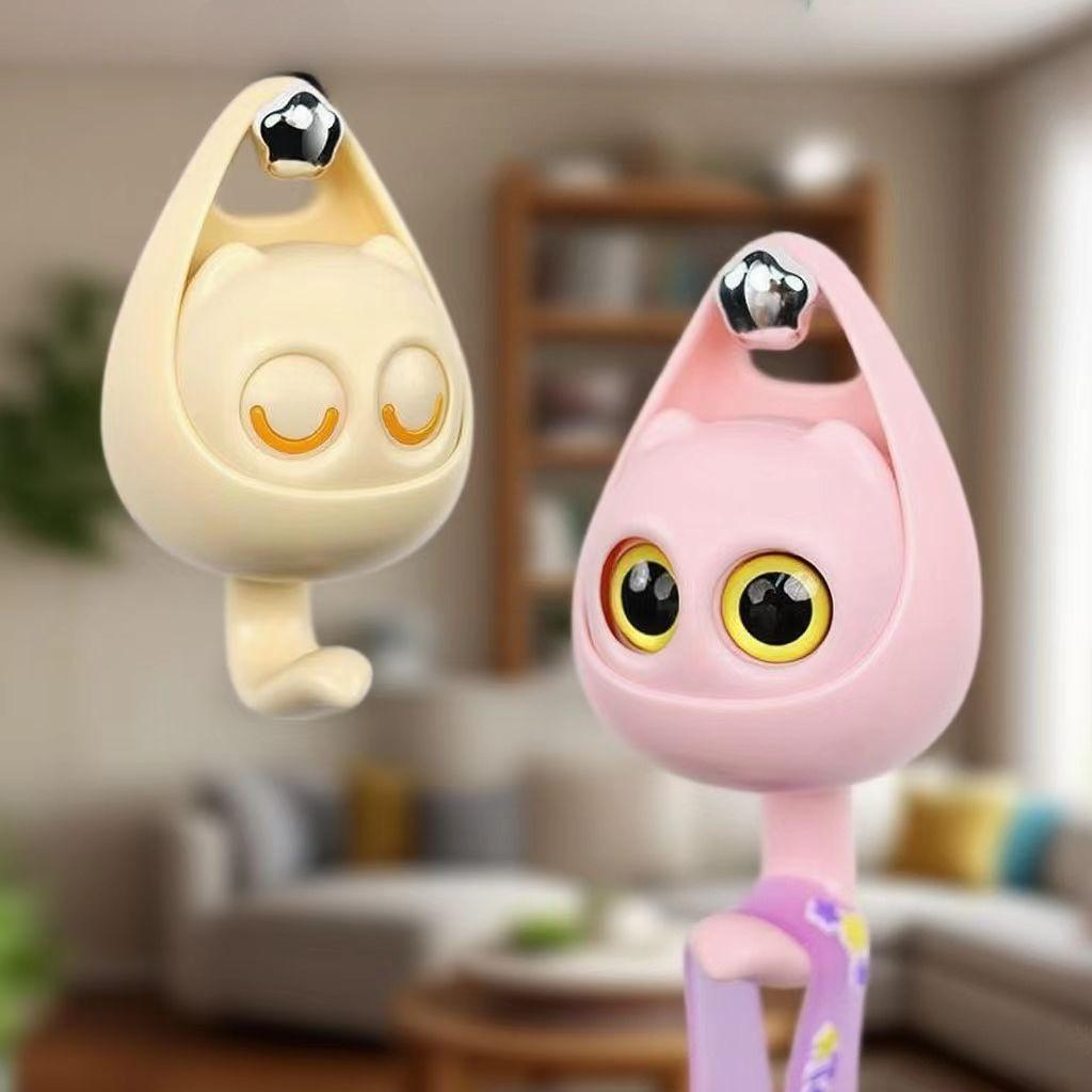 Kreativer Blinzelnder Kätzchen-Schlüsselhaken, Intelligente Induktions-Wandaufbewahrung mit Gewichtstragenden Visuellen Veränderungen, Niedliches Cartoon-Design für Heim-, Bürodekor