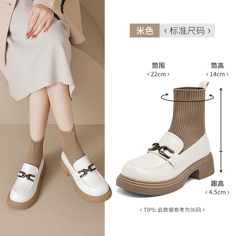 

Augustine socks boots women s autumn 2025 new thick-soled knitted elastic thin boots black loafers 40