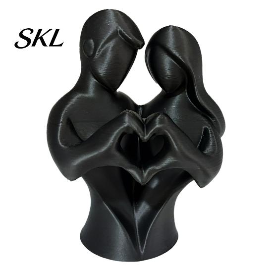 Home Decor Couple Statue 3D Printed Heart Statue, Abstract Minimalist Lovers Embrace Figurine, Romantic Desktop for Living Room Bedroom Office,