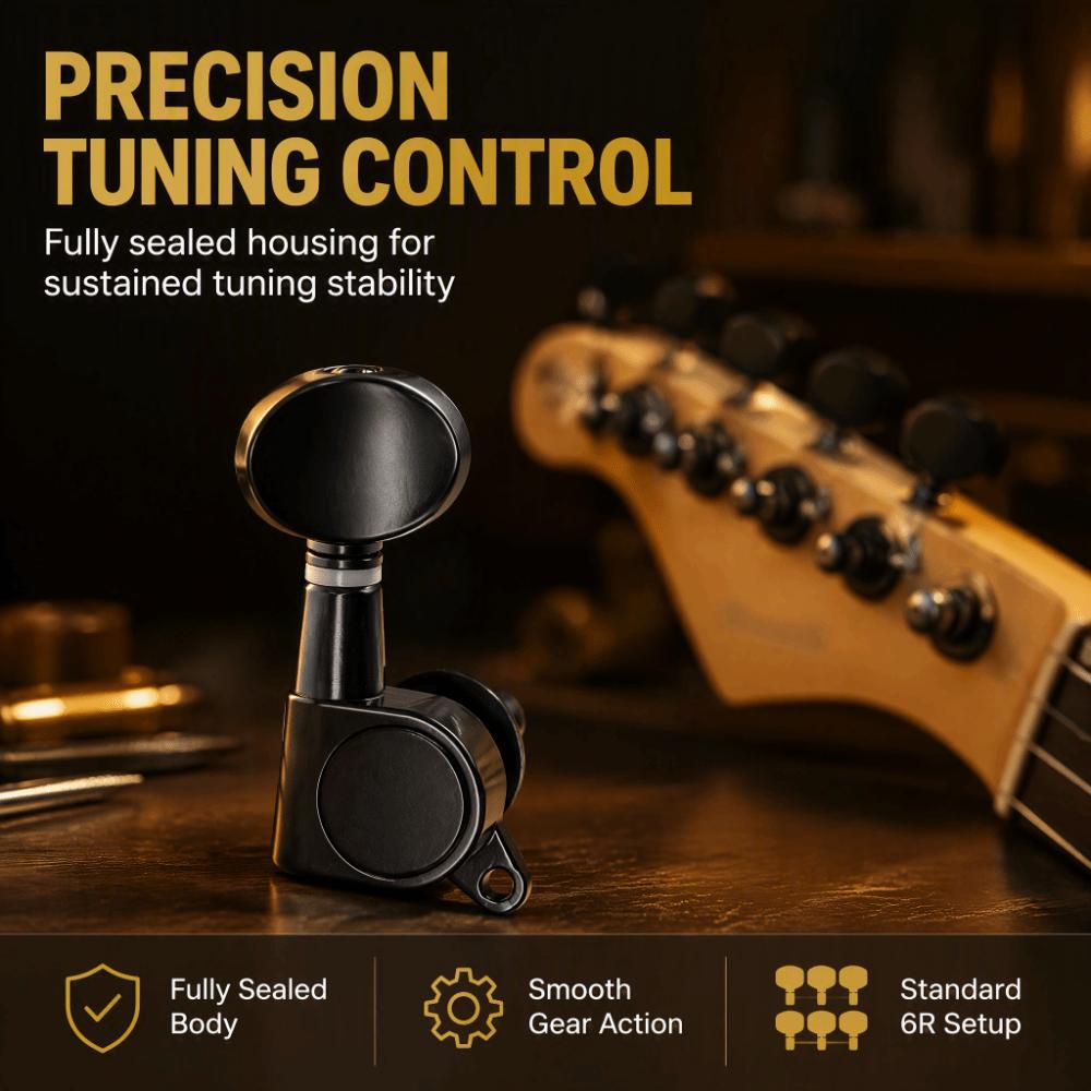 6PCS Metal+Plastic Guitar Tuning Pegs 6 Right Tuning Keys For Electric Guitar