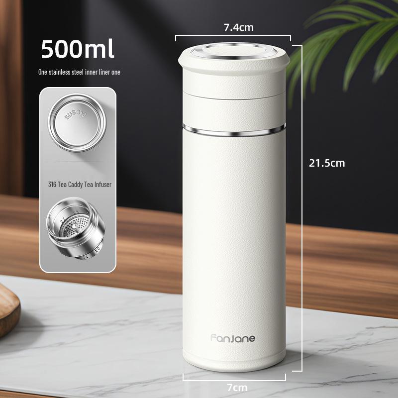 Stainless Steel Thermal Cup with Tea Separator and Portable Lanyard for Men