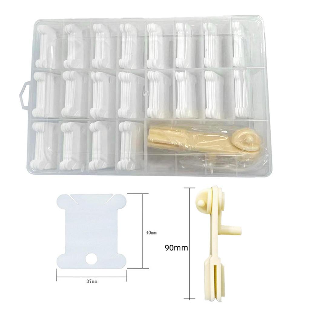 Floss Bobbin with Bobbin Winder, Cross Stitch Organizer Box Thread Cards for Winding Sewing Storage