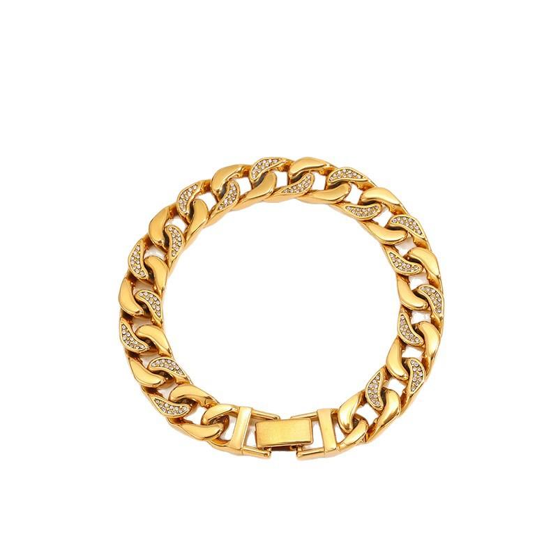 Electroplated K diamond-encrusted titanium steel , hip-hop light luxury Cuban full diamond stainless steel
