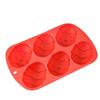 Easter Egg Shaped 6-Compartment Silicone Cake Mold Flexible Foldable Baking Pan For Diy Colorful Cake Pops Easter Festival Red