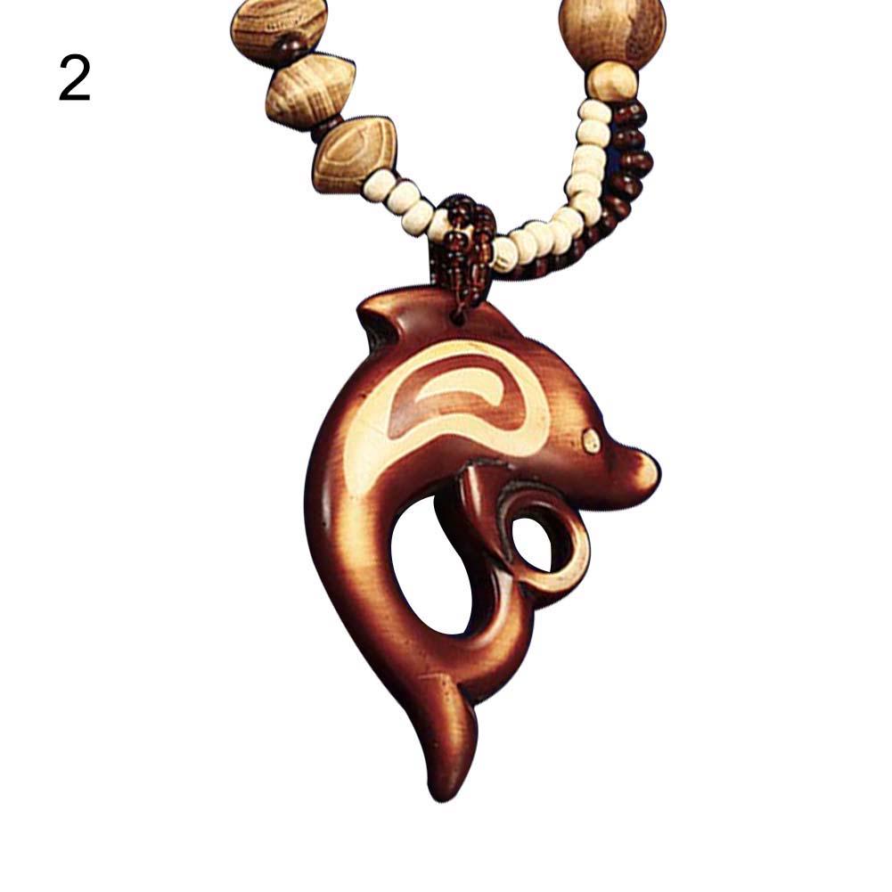 

Puntos Женщины Бохо Слон Дельфин Рыба Животное Лист Кулон Из Бисера Деревянное Длинное Ожерелье 2