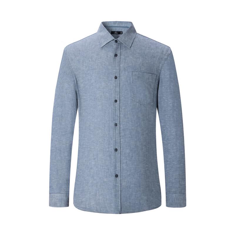 SEPTWOLVES Men's Long-Sleeve Cotton-Linen Shirt