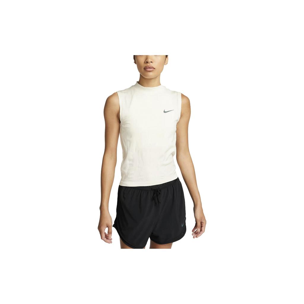 Nike Solid Color Sleeveless High Neck Sports Vest Women tops Ivory FB7631-110