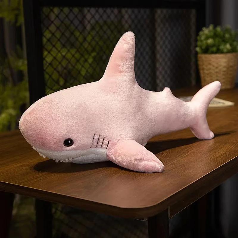 45/60cm Colorful Rainbow Shark Doll Plush Toy Fuzzy Long Plush Underwater Animal Plushie Sleeping Companion Birthday Gift Kids