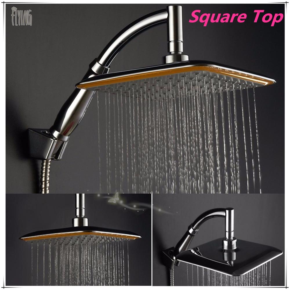 Buy Square Top Rainfall Shower Head Extension Pipe Chrome Bathroom Set at affordable prices
