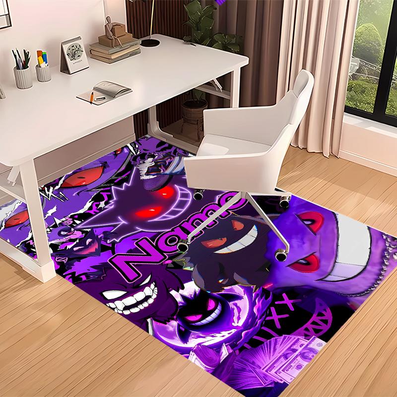Custom Personalization Pokémon Gengar Print Area Rug - Soft, Washable Non-Slip Indoor Mat,Living Room,Home&Office Decorative Rug
