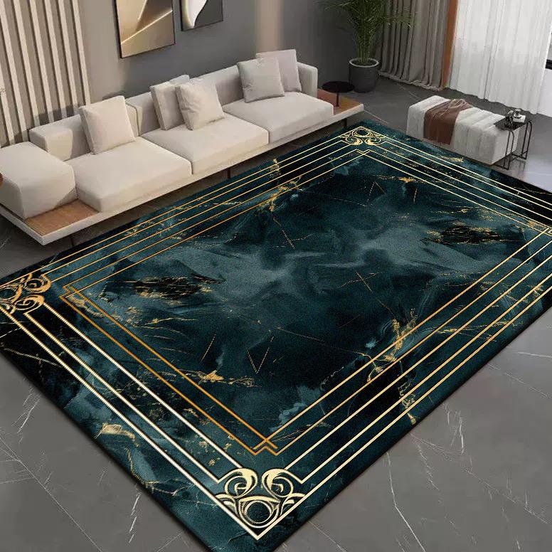 Luxury Large Carpets Living Room Black Gold Decoration Home Sofa Rugs Lounge Bedroom Coffee Tables Anti-skid Floor Mats Washable