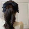 Korean-Style Satin Three-Layer Oversized Bow Hairpin with Ribbons, Perfect for Bun Hairstyles, Popular Hair Accessory with a Spring Clip