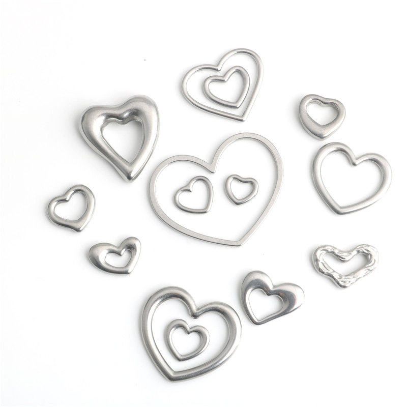 Fashion Stainless Steel Cut Out Heart Pendant Fashion Trendy Cool Punk Hip Hop Stylish Matching DIY Ornament Accessories